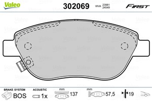 Jarrupalasarja, levyjarru, Etuakseli, OPEL CORSA D, CORSA D Skåp/halvkombi, 1605354, 93189816