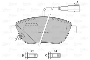 Jarrupalasarja, levyjarru, Etuakseli, ABARTH,FIAT,OPEL,VAUXHALL, 1605268, 5741585, 5743721, 71770046, 71770094, 71770106, 71770122, 7736