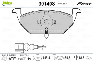 Jarrupalasarja, levyjarru, Etuakseli, AUDI,SEAT,SKODA,VW, 1J0698151D, 1J0698151E, 1J0698151F, 1J0698151G, 1K0698151A, 1K0698151D, 1K0698