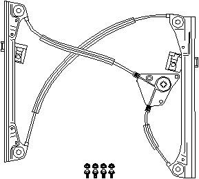 Lasinnostin, Eteen, vasen, VW POLO, POLO Sedan IV, 6Q3 837 461A, 6Q3 837 461E, 6Q3 837 461G, 6Q3 837 461J, 6Q3 837 461JS