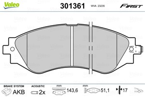 Jarrupalasarja, levyjarru, Etuakseli, CHEVROLET,DAEWOO, 96245178, 96253367, 96253382, 96391891, 96405129, 96446742, 96475027, 96495227,