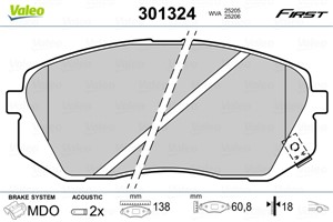 Jarrupalasarja, levyjarru, Etuakseli, KIA,HYUNDAI, 581012YA00, 58101-2YA00, 581012YA50, 58101-2YA50, 581013ZA10, 58101-3ZA10, 581013ZA70