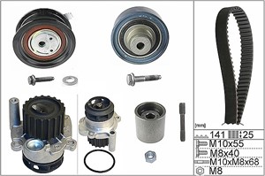 Vesipumppu + jakohihnasarja, SEAT,SKODA,VW, 036 109 244 K, 036109244K, 038 109 119 M, 038 109 119 R, 038 109 243 D, 038 109 243 F, 038 1