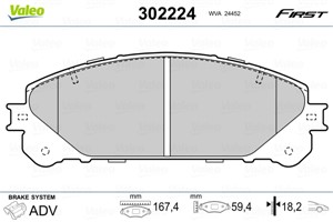 Jarrupalasarja, levyjarru, Etuakseli, LEXUS ES, NX, RX, TOYOTA CAMRY, HIGHLANDER / KLUGER, RAV 4 IV, RAV 4 V, SIENNA, 04465-0E010, 04465