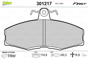 Jarrupalasarja, levyjarru, Etuakseli, FORD,SKODA,VW, 004 532 247A, 004532247P, 004532249A, 004532251A, 115 430 280, 115 430 285, 1154302