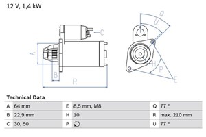 Käynnistin, ALFA ROMEO,CHEVROLET,CITROËN,FIAT,FORD,LANCIA,OPEL,PEUGEOT,VAUXHALL, 1202203, 1726350, 51810307, 51916170, 55226844, 5557044