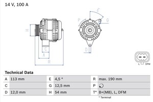 Laturi, VAUXHALL INSIGNIA Mk I, ZAFIRA Mk III, 13229990, 13308506, 13308506CW