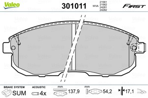 Jarrupalasarja, levyjarru, Etuakseli, FIAT,NISSAN, 4106040U90, 41060-40U90, 4106040U92, 41060-40U92, 410604L090, 41060-4L090, 4106089E90