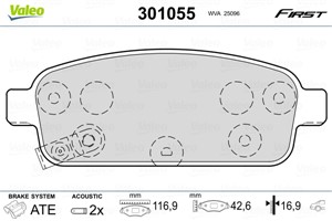 Jarrupalasarja, levyjarru, Taka-akseli, CHEVROLET,OPEL,VAUXHALL, 13300867, 13319293, 13319294, 13404405, 13411380, 13411383, 13417473, 1