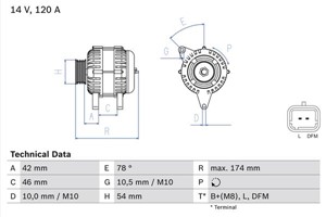 Laturi, PEUGEOT, 5702 A5, 5705 6N, 5705 8F, 5705 8H, 5705 HA, 96 421 249 80, 9639 396 580, 9640 088 080, 9641 214 980, A 003 TB 2691 B,