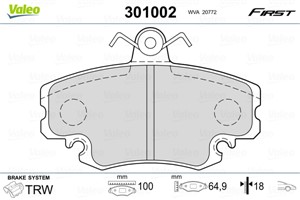 Jarrupalasarja, levyjarru, Etuakseli, DACIA,PEUGEOT,RENAULT, 425310, 4253-10, 6000008018, 6000008126, 6001547619, 6001547911, 6025070807