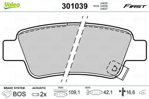 Jarrupalasarja, levyjarru, Taka-akseli, HONDA CR-V III, CR-V IV, 43022SWWG01, 43022-SWW-G01, 43022SWWG02, 43022-SWW-G02, 43022SWWG03, 43