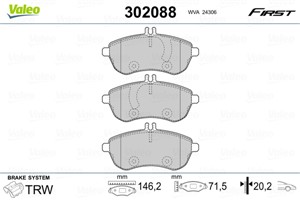 Jarrupalasarja, levyjarru, Etuakseli, MERCEDES-BENZ, 0054200820, 0054200920, 0054201220, 0054201520, 0064207120, 0074201620, 0074205520,