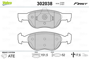 Jarrupalasarja, levyjarru, Etuakseli, FIAT PUNTO, PUNTO Skåp/halvkombi, 71752982, 77362170, 9948408, 9948410