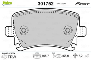 Jarrupalasarja, levyjarru, Taka-akseli, AUDI,SEAT,SKODA,VW, 1K0698451, 1K0698451B, 1K0698451D, 1K0698451E, 1K0698451F, 1K0698451G, 1K069