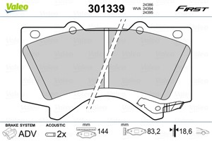 Jarrupalasarja, levyjarru, Etuakseli, Taka-akseli, LEXUS ES, LX, RX, TOYOTA LAND CRUISER 200, LAND CRUISER PRADO, 04465-02440, 04465-0C0