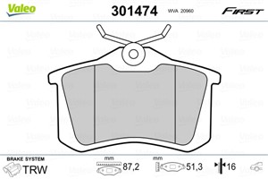 Jarrupalasarja, levyjarru, Etuakseli, Taka-akseli, CITROËN,DS,OPEL,PEUGEOT,RENAULT,SEAT,VW, 1608520380, 1617190980, 1623180580, 16318317