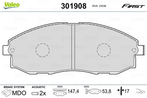 Jarrupalasarja, levyjarru, Etuakseli, HYUNDAI H-1 / STAREX Buss, H-1 Flak/chassi, H-1 Skåp, H100 Flak/chassi, 581014AA00, 58101-4AA00, 5