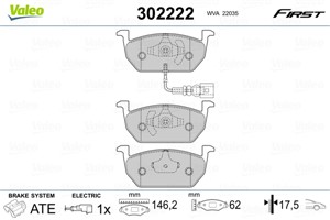Jarrupalasarja, levyjarru, Etuakseli, AUDI,SEAT,SKODA,VW, 5Q0698151C, JZW698151AS