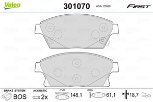 Jarrupalasarja, levyjarru, Etuakseli, CADILLAC,CHEVROLET,OPEL,VAUXHALL, 13301234, 13412810, 1605135, 1605178, 22799077, 542115