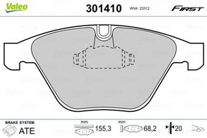 Jarrupalasarja, levyjarru, Etuakseli, BMW, 34 11 2 283 865, 34 11 6 753 668, 34 11 6 761 283, 34 11 6 761 284, 34 11 6 763 089, 34 11 6