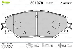 Jarrupalasarja, levyjarru, Etuakseli, TOYOTA AURIS, AURIS Kombi, MATRIX, MIRAI, PRIUS PLUS, RAV 4 III, RAV 4 IV, 04465-02230, 04465-4214