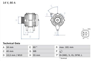 Laturi, TOYOTA, 27060 007NL, 27060 0D020, 27060 0D020-84, 27060 0D030, 27060 0D160, 27060 165FL, 27060 22010