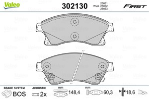Jarrupalasarja, levyjarru, Etuakseli, CHEVROLET,OPEL,VAUXHALL, 13301207, 13374966, 13412272, 1605169, 542120