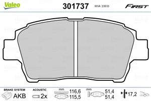 Jarrupalasarja, levyjarru, Etuakseli, TOYOTA, 04465-0W050, 04465-0W080, 04465-12580, 04465-12581, 04465-12590, 04465-12591, 04465-12592,