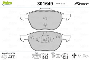 Jarrupalasarja, levyjarru, Etuakseli, FORD,MAZDA,VOLVO, 1223682, 1321517, 1360305, 1508074, 1519528, 1566093, 1712024, 1753844, 1765766,