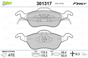 Jarrupalasarja, levyjarru, Etuakseli, FORD FOCUS I, FOCUS Sedan I, FOCUS Skåp / kombi I, FOCUS Turnier I, 1075558, 1107697, 1136519, 115