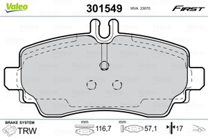 Jarrupalasarja, levyjarru, Etuakseli, MERCEDES-BENZ A-KLASS [W168], 1684200020, 1684200120, 1684200720, 1684200820, A1684200020, A168420
