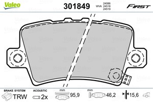 Jarrupalasarja, levyjarru, Taka-akseli, HONDA CIVIC Hatchback VIII, 43022SMGE00, 43022-SMG-E00, 43022SMGE01, 43022-SMG-E01, 43022SMGE02,