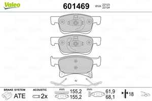 Jarrupalasarja, levyjarru, Etuakseli, OPEL ADAM, CORSA E, CORSA E Skåp/halvkombi, VAUXHALL ADAM, CORSAVAN Mk IV, 1605281, 39122150, 9551