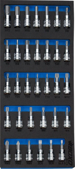 Hylsysarja 3/8" torx/kuusio/XZN/PH/ura, Boxo