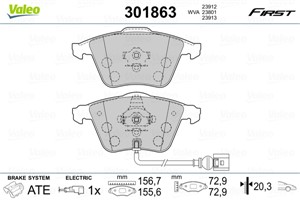 Jarrupalasarja, levyjarru, Etuakseli, AUDI,SEAT,SKODA,VW, 1K0698151B
