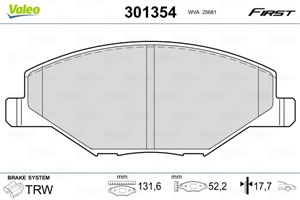 Jarrupalasarja, levyjarru, Etuakseli, SKODA FABIA II, FABIA Combi II, VW POLO Sedan V, 6RU698151, 6RU698151A, 6RU698151B