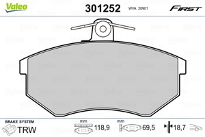 Jarrupalasarja, levyjarru, Etuakseli, AUDI,SEAT,VW, 1HM698151, 1HM698151A, 357698151, 357698151A, 357698151B, 8A0698151C