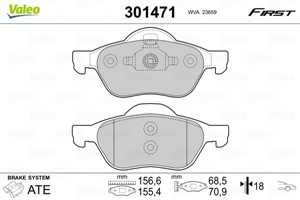 Jarrupalasarja, levyjarru, Etuakseli, RENAULT ESPACE IV, LAGUNA II, LAGUNA Grandtour II, VEL SATIS, 410607716R, 7701206599, 7701206747,