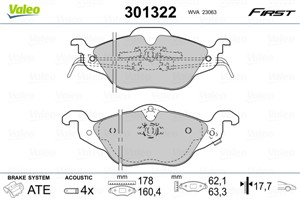 Jarrupalasarja, levyjarru, Etuakseli, CHEVROLET,OPEL,VAUXHALL, 1605000, 1605034, 1605070, 1605091, 1605121, 1605959, 90544025, 9195144,