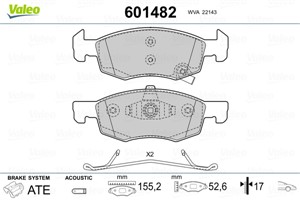 Jarrupalasarja, levyjarru, OPEL CORSA E, CORSA E Skåp/halvkombi, VAUXHALL CORSAVAN Mk IV, 1605280, 95517028