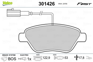 Jarrupalasarja, levyjarru, Etuakseli, ABARTH,ALFA ROMEO,CITROËN,FIAT,LANCIA,PEUGEOT, 1636412880, 425406, 4254-06, 425407, 4254-07, 42549