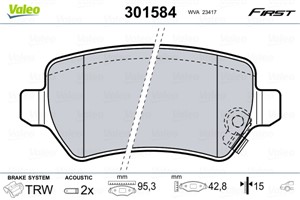 Jarrupalasarja, levyjarru, Taka-akseli, CHEVROLET,KIA,OPEL,VAUXHALL, 1605086, 1605122, 1605128, 1605967, 583021PA30, 58302-1PA30, 58302A