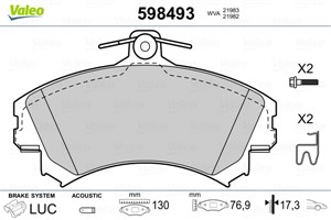 Jarrupalasarja, levyjarru, Etuakseli, MITSUBISHI,SMART,VOLVO, 30623253, 30623259, 30769199, 30850976.9, 308509769, 4544210010, 4605A658,