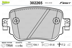 Jarrupalasarja, levyjarru, Taka-akseli, AUDI,OPEL,SEAT,SKODA,VW, 2K5698451A, 2K5698451B, 2Q0698451A, 5Q0698451B, 5Q0698451F, 5Q0698451L,