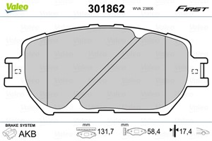Jarrupalasarja, levyjarru, Etuakseli, TOYOTA CAMRY Sedan, SOLARA Coupé, WISH Minibus, minivan, 04465-30340, 04465-33260, 04465-33320, 4
