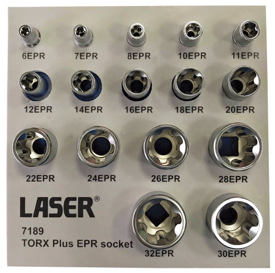 Torx Plus-hylsyavainsarja, 1/4", 3/8" ja 1/2", Laser