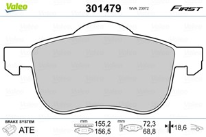 Jarrupalasarja, levyjarru, Etuakseli, VOLVO S60 I, S70, S80 I, V70 I, V70 II, XC70 CROSS COUNTRY I, 272401.1, 2724011, 30648385, 3064838