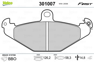 Jarrupalasarja, levyjarru, Taka-akseli, CHRYSLER,OPEL,RENAULT, 4801726, 6025308186, 7701203124, 7701203633, 7701203726, 7701205015, 9318
