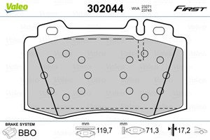 Jarrupalasarja, levyjarru, Etuakseli, MERCEDES-BENZ, 0034205820, 0044200520, 0044209020, 0064201220, 0064203220, 34205820, 44200520, 442
